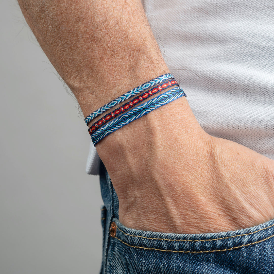 Egyptian Loom Handwoven Surfer Bracelet Stack