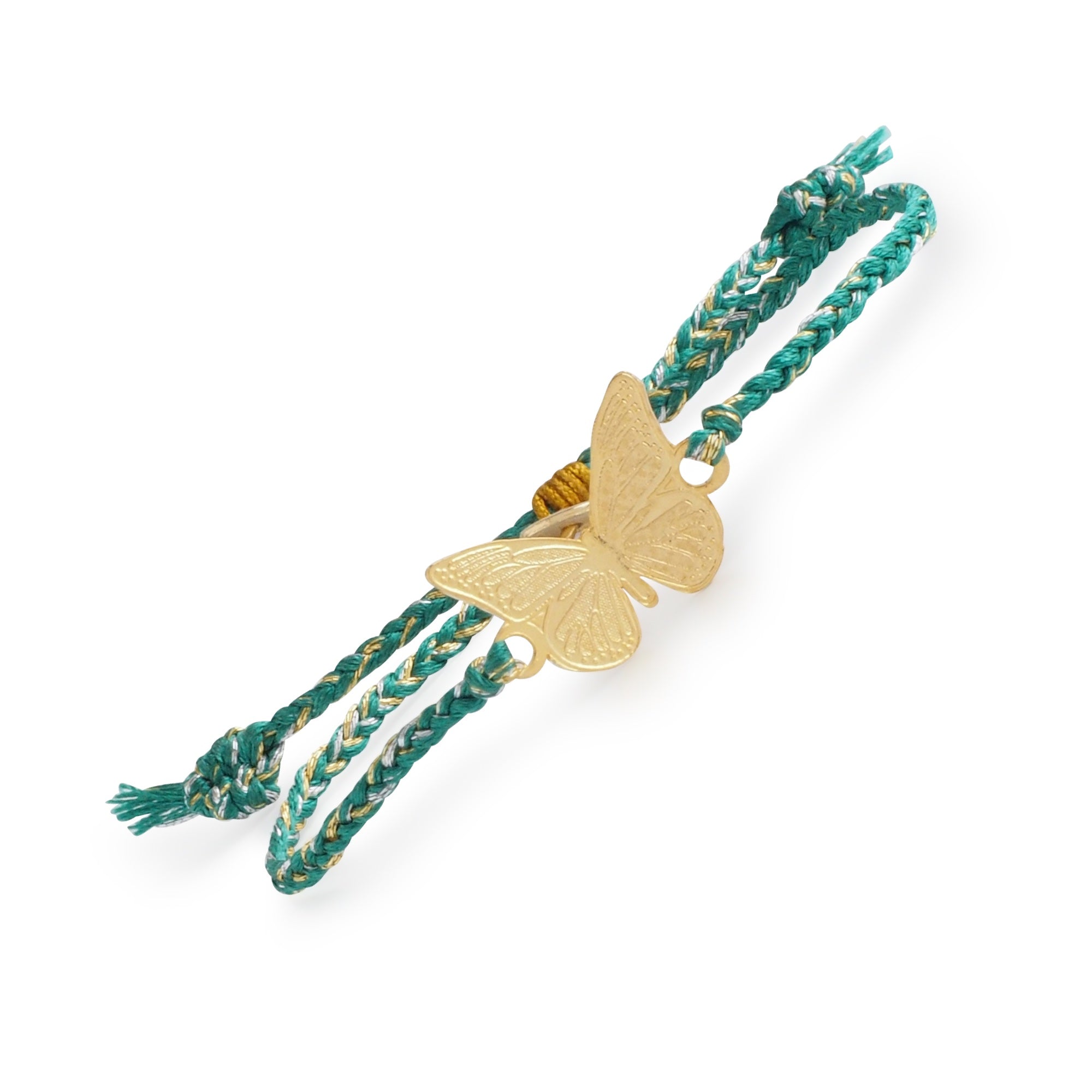 Butterfly Gold Bracelet Emerald Green