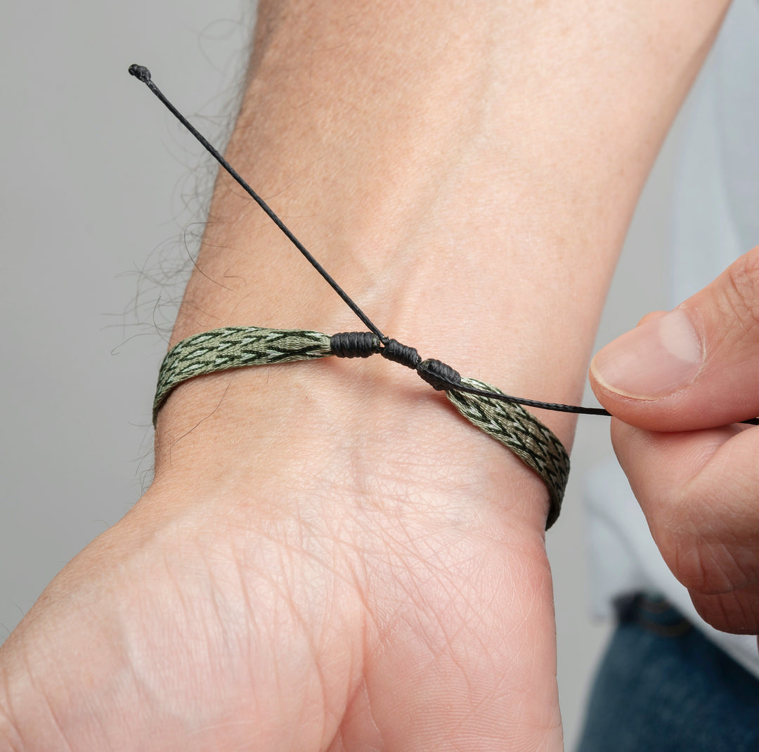 Handwoven Olive Green Surfer Bracelet Clasp