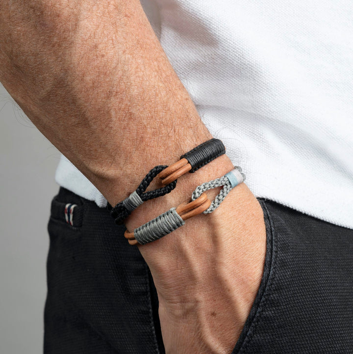 Men's Nautical Leather and Macrame Bracelet