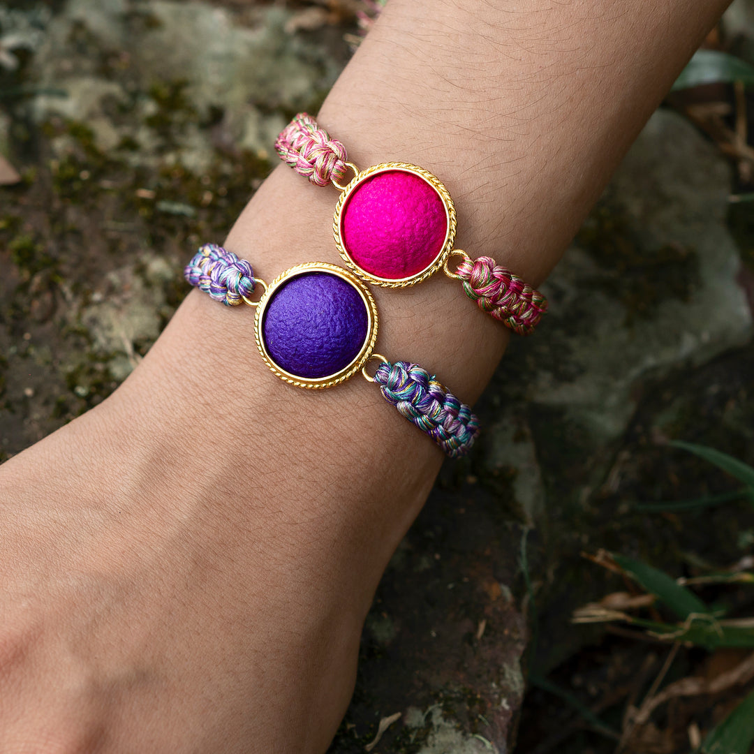 Handwoven Silk Cocoon Bracelet Pink and Purple