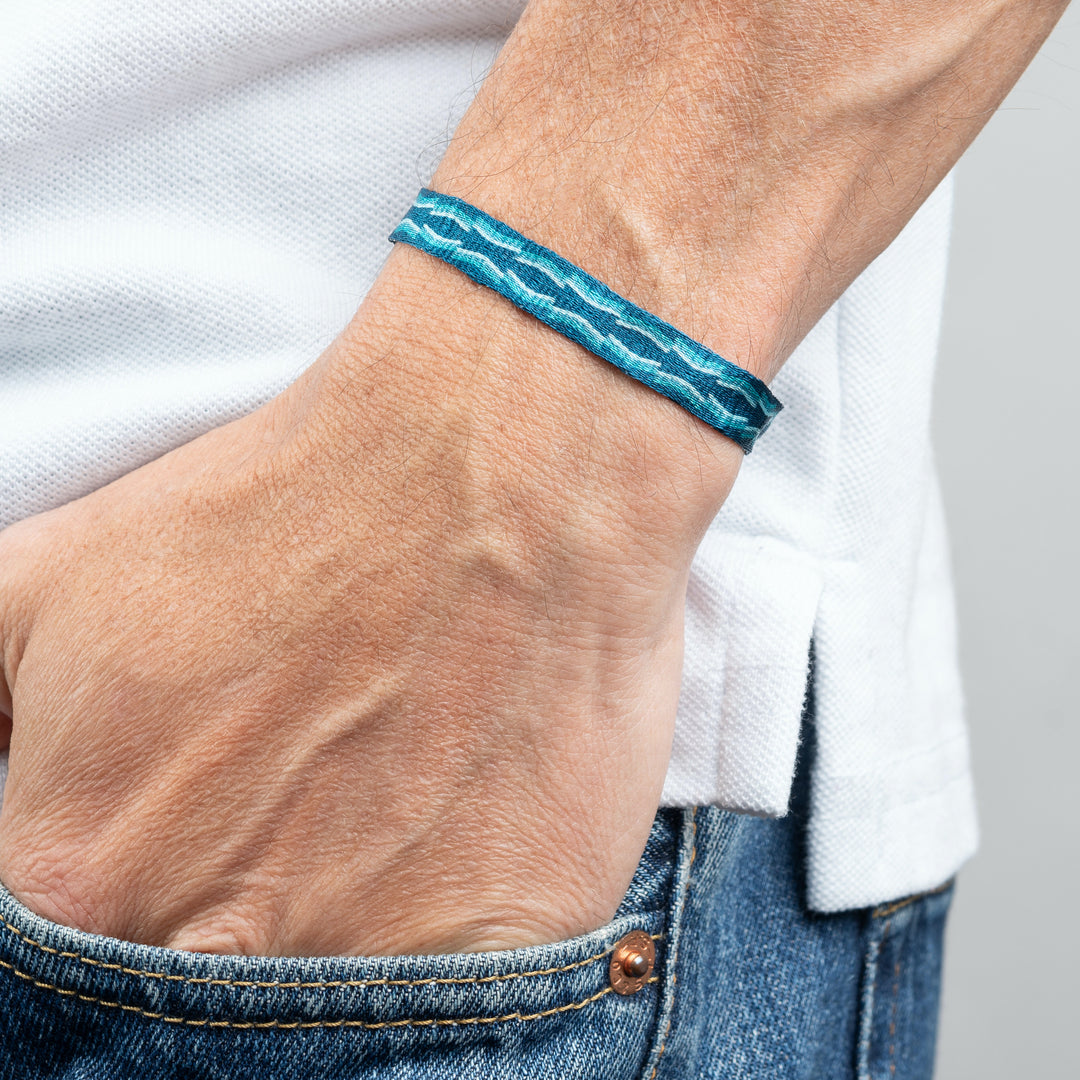 Handwoven Egyptian Loom Ocean Blue Surfer Bracelet
