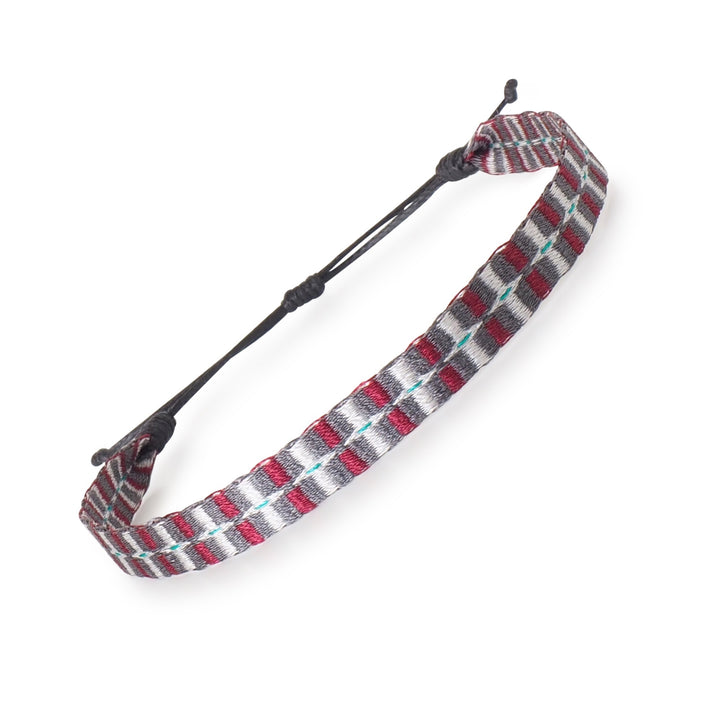 Handwoven Egyptian Loom Burgundy Silver Surfer Bracelet