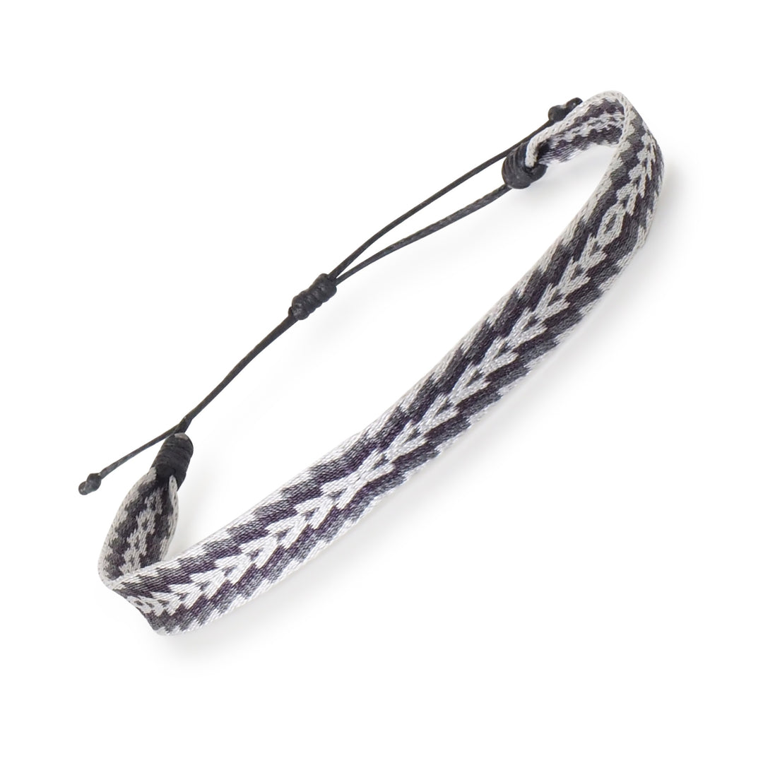Handwoven Grey and White Surfer Bracelet – Egyptian Loom Bracelet