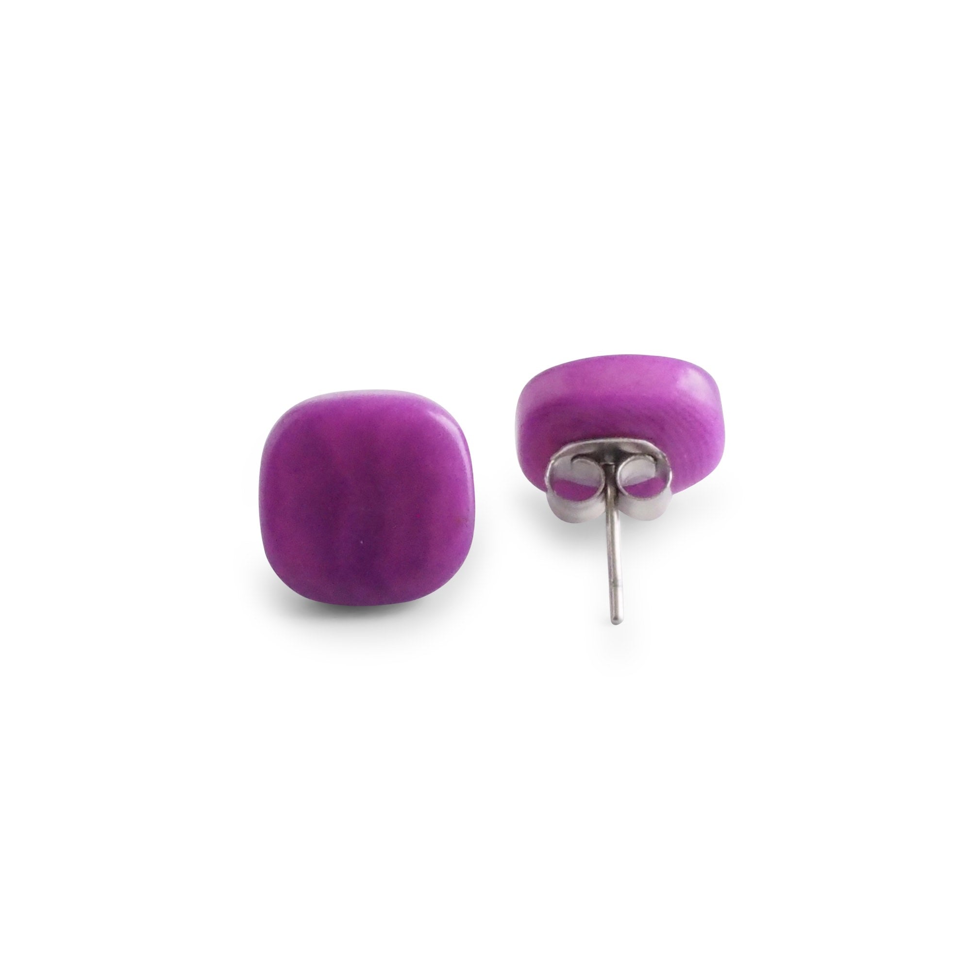 Dulce Stud Tagua Earrings Purple