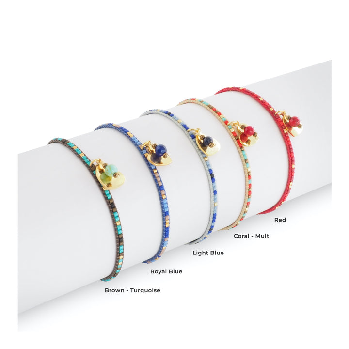 Heart Miyuki Beaded Charm Bracelet Colors