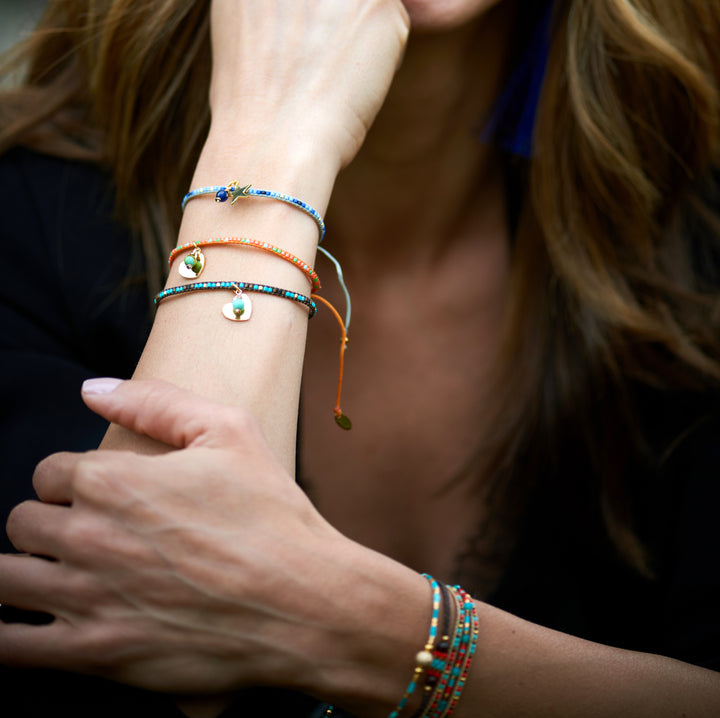 Heart Miyuki Beaded Charm Bracelet Model