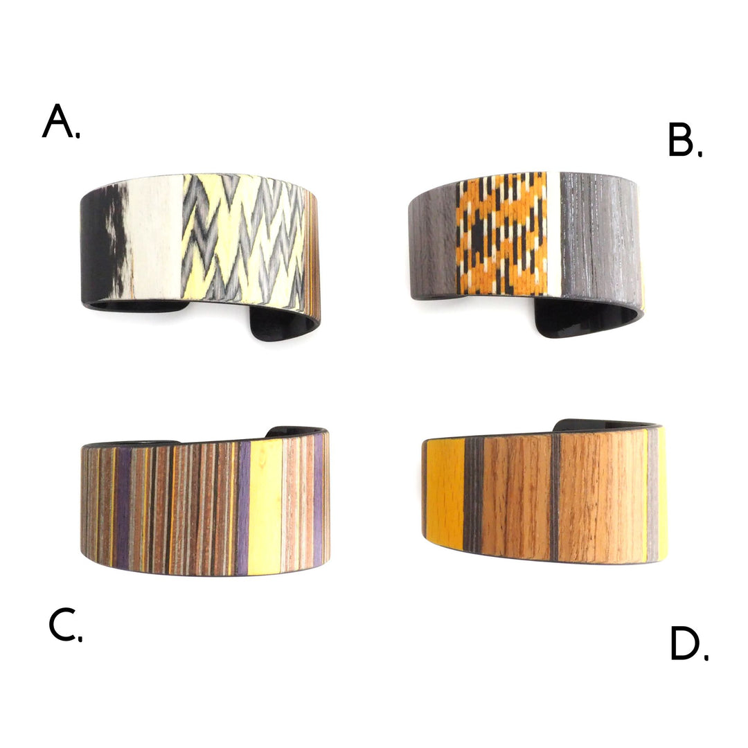 Small Wood Cuff Bracelet YELLOW