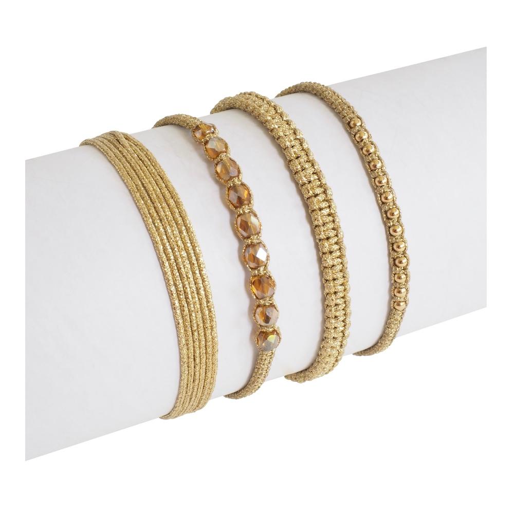 Metallic Macrame Bracelet -Adjustable - Gold Group