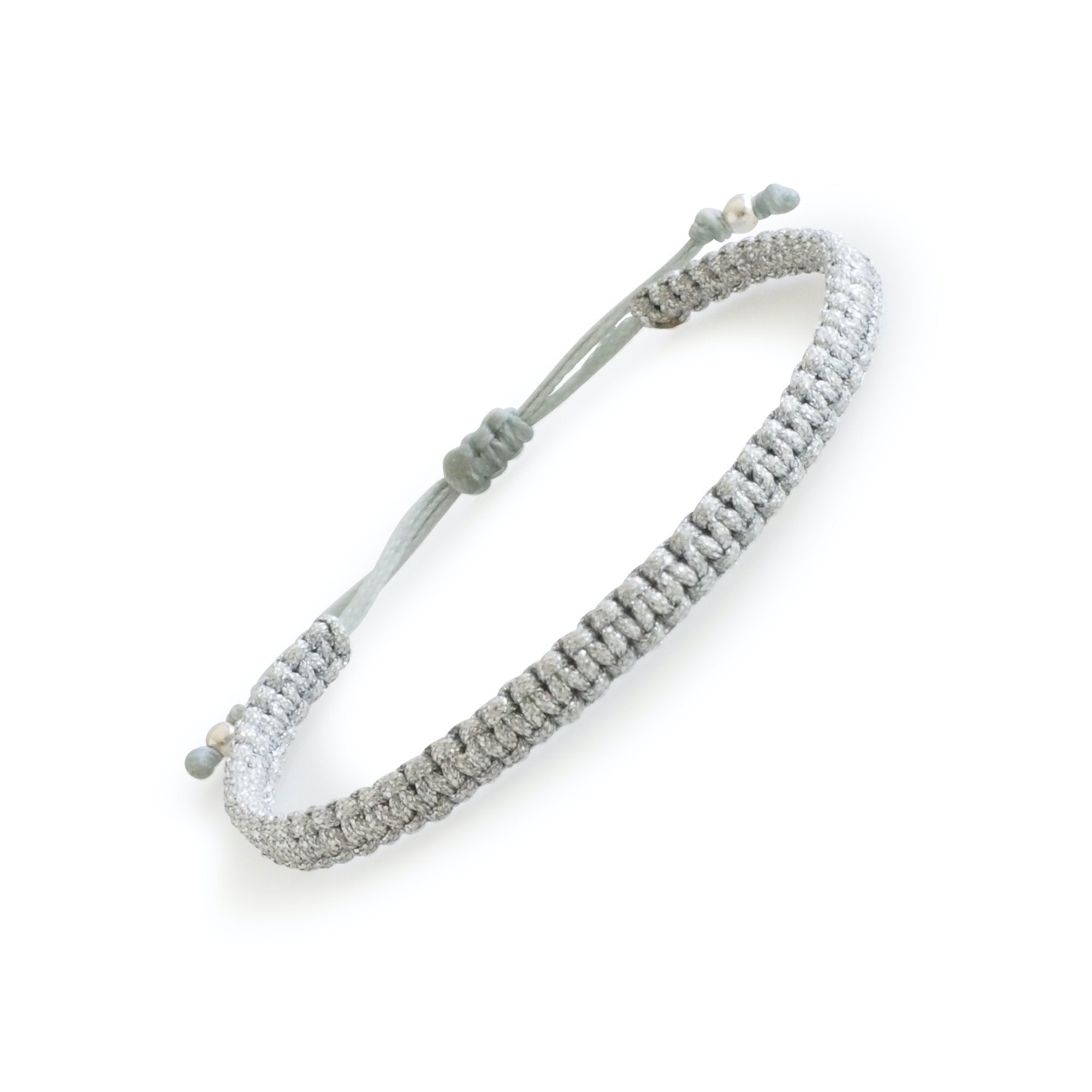Silver Adjustable Metallic Macrame Bracelet | Makarla