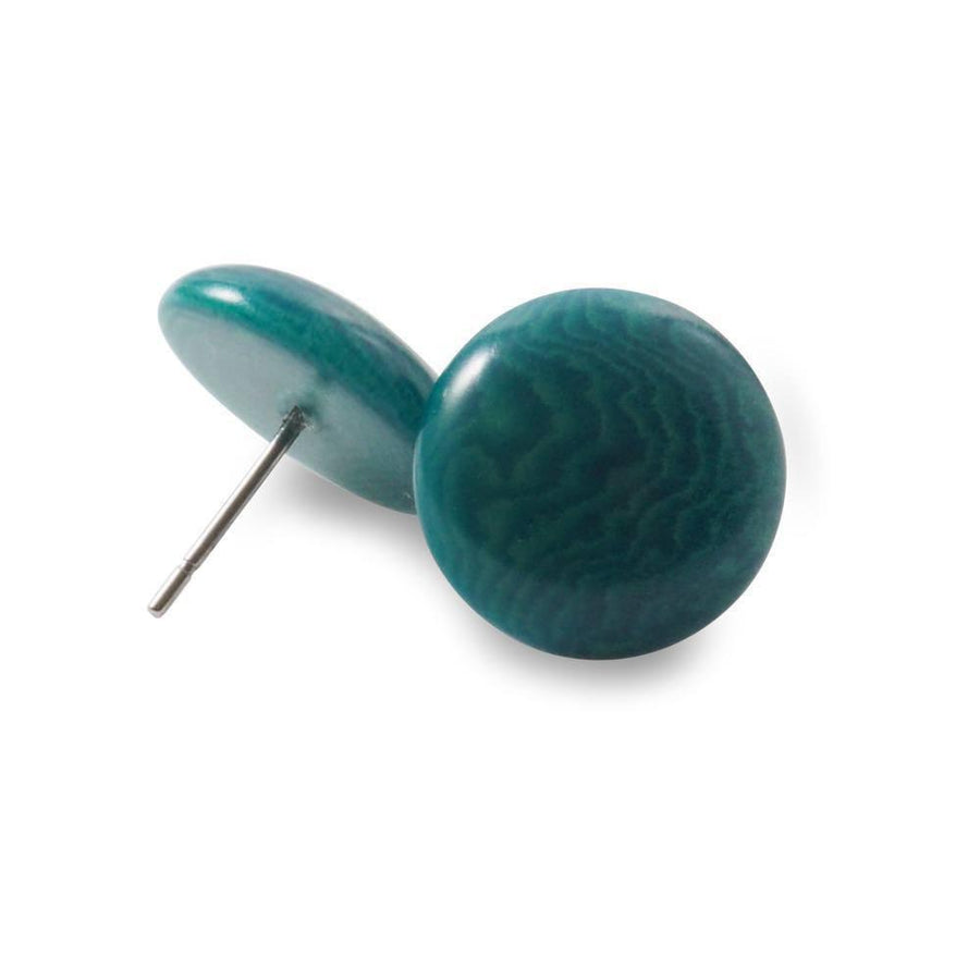 Bingo Stud Tagua Earrings Teal - Makarla