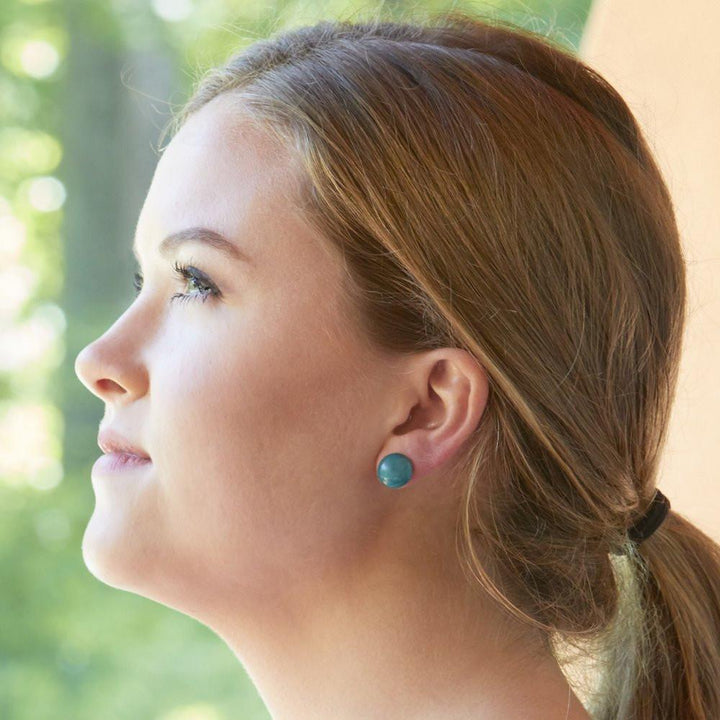 Bingo Stud Tagua Earrings Turquoise - Makarla