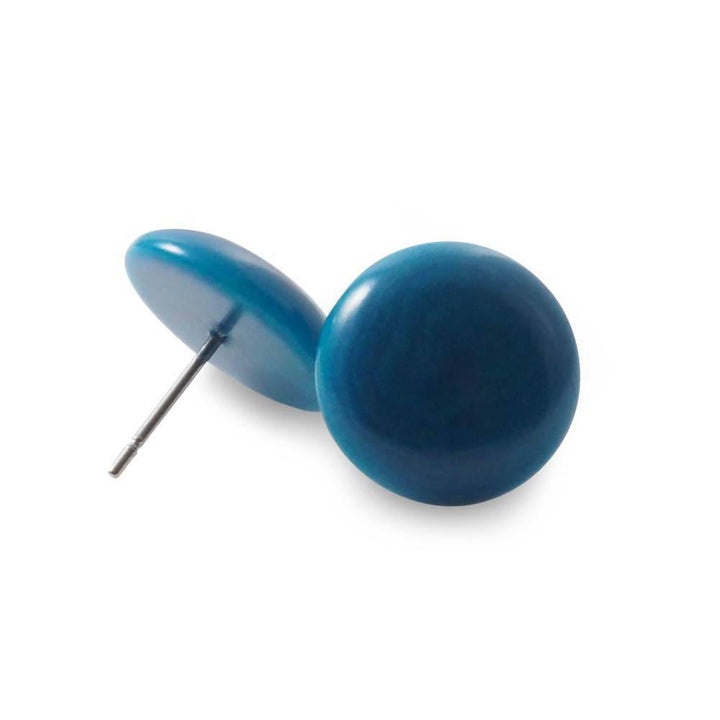 Bingo Stud Tagua Earrings Turquoise - Makarla