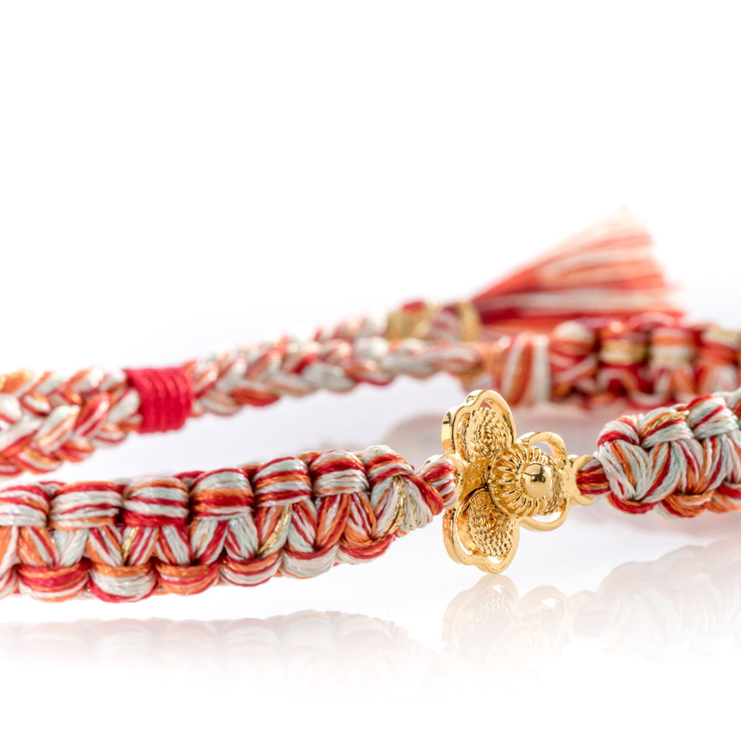 Adjustable Clover Gold Filigree Bracelet-SkyBlue-Red-Muti-detail