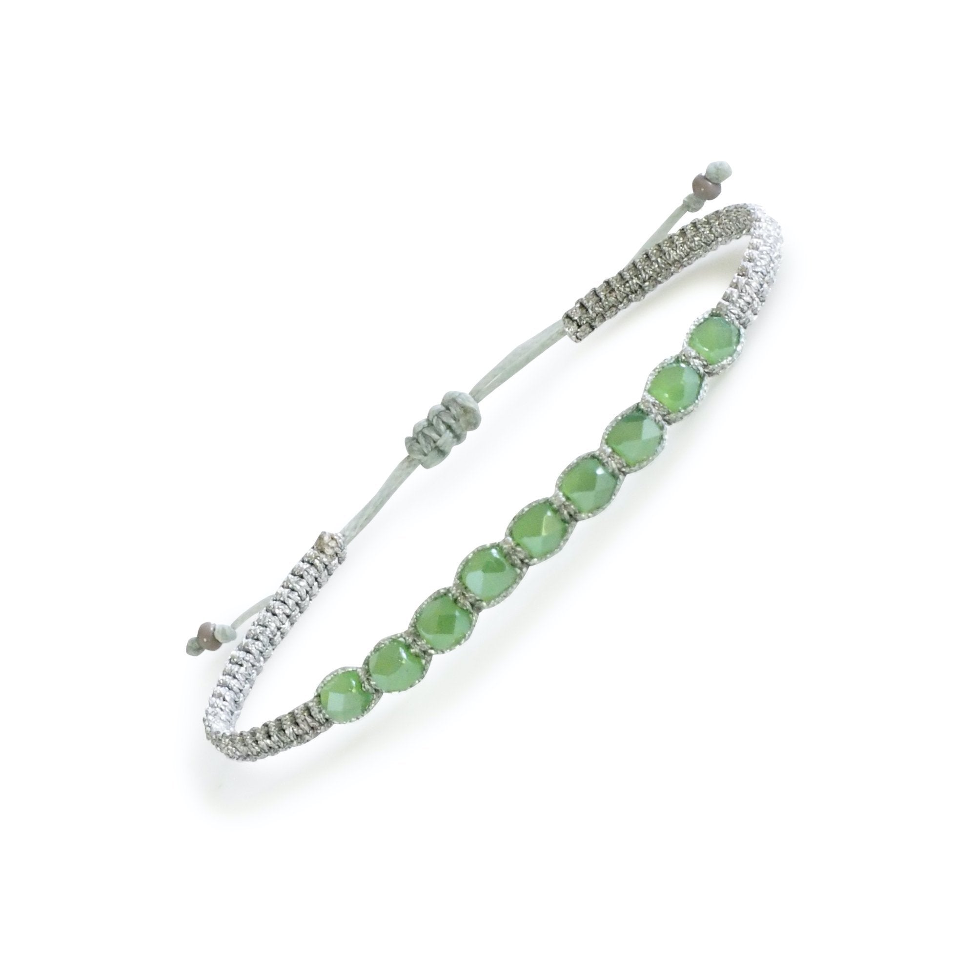 Metallic Czech Murano Bracelet - Siver-Green