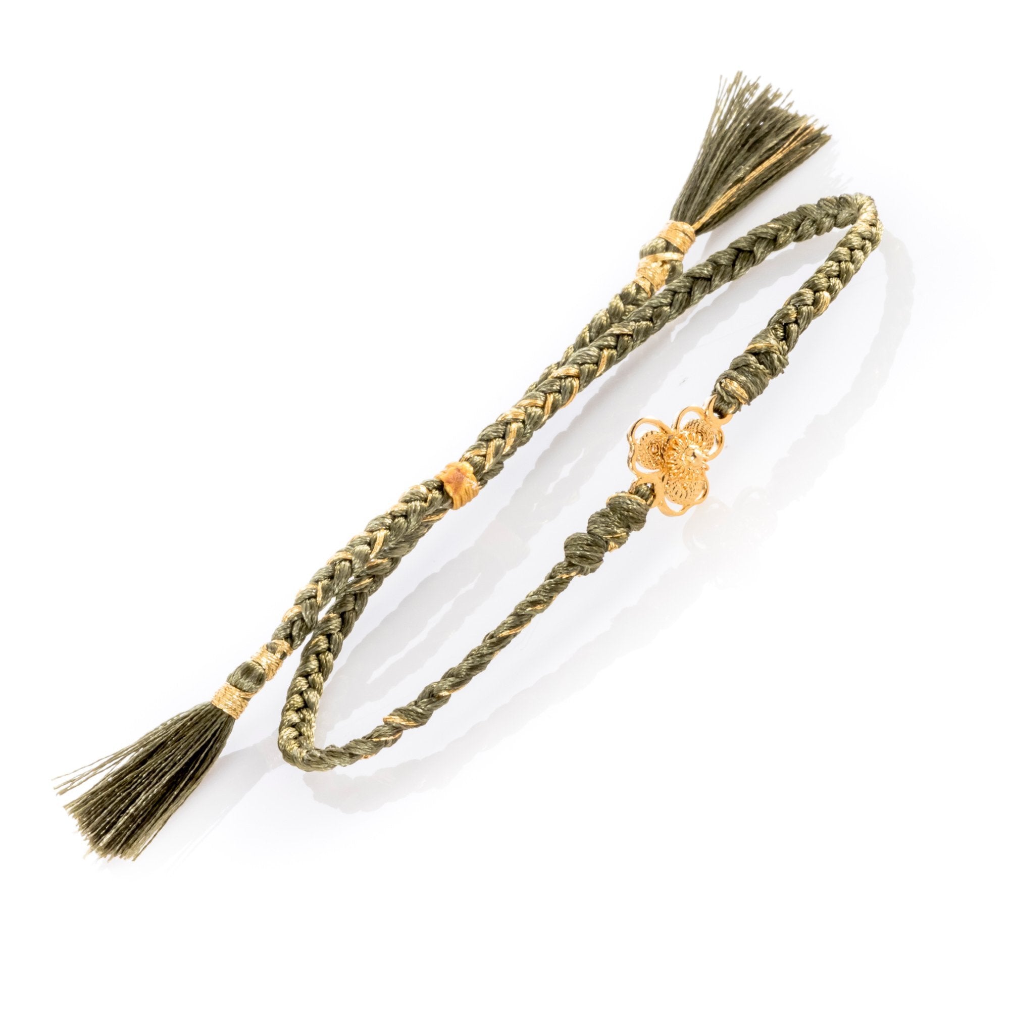 Adjustable Filigree Gold Hojitas Bracelet Olive