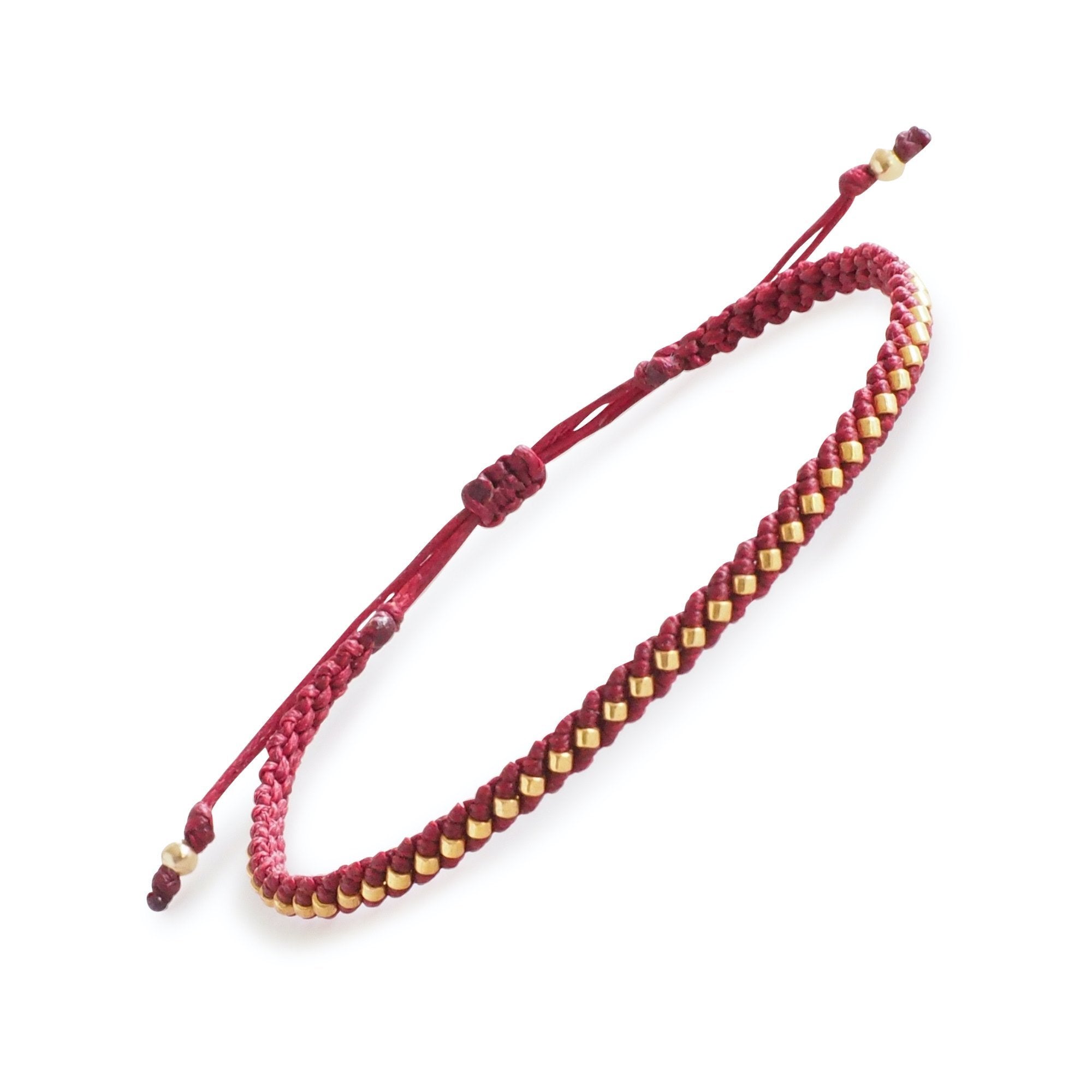 Macrame Adjustable Thin Beaded Bracelet