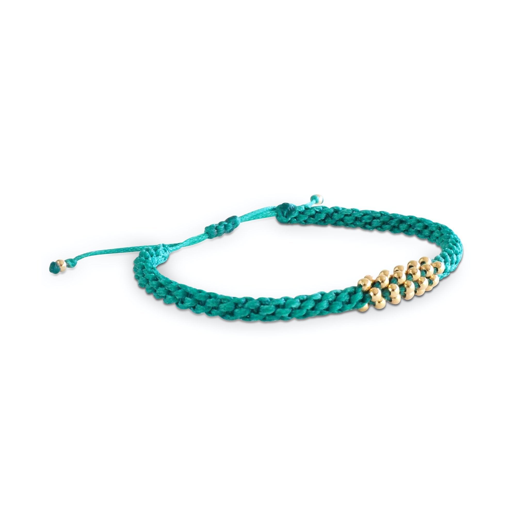 Tramo Macrame Bracelet Gold-Filled Beads - Aquamarine
