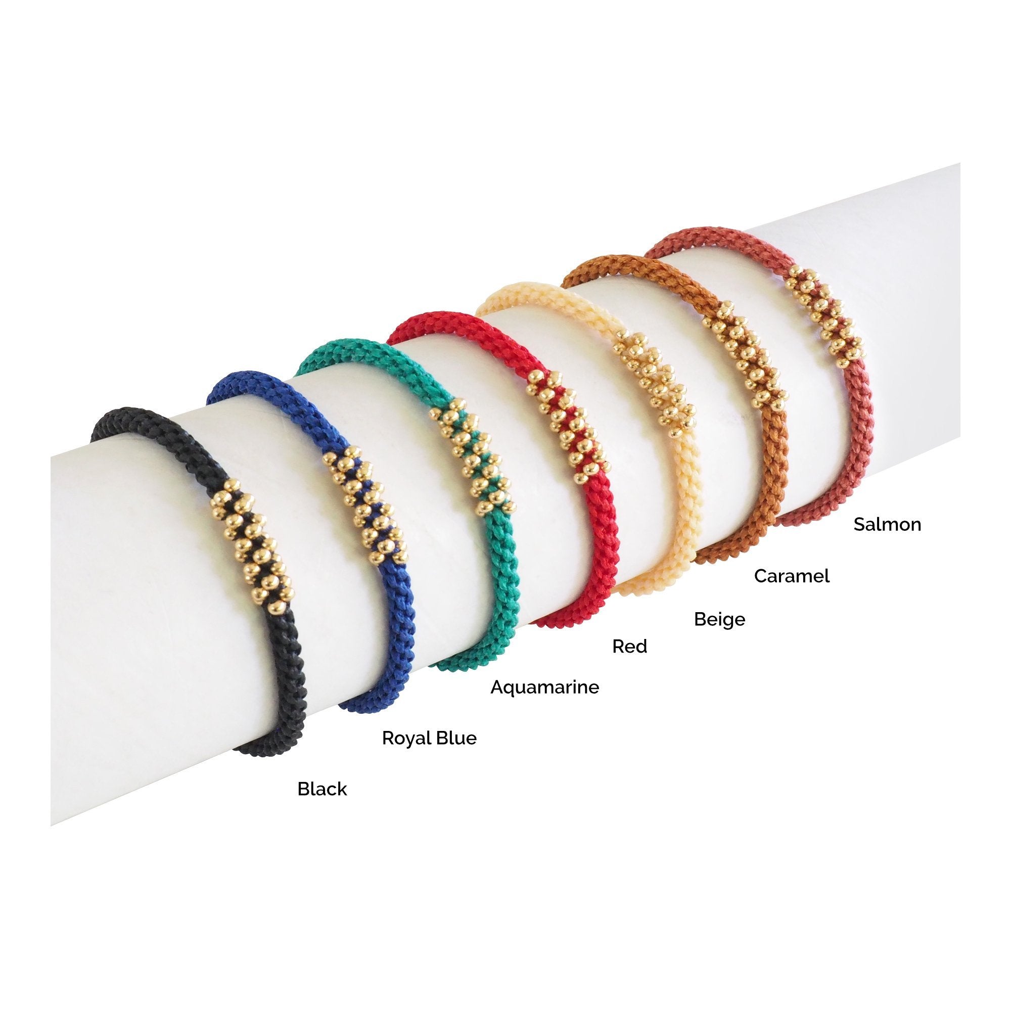 Tramo Macrame Bracelet Gold-Filled Beads - Colors
