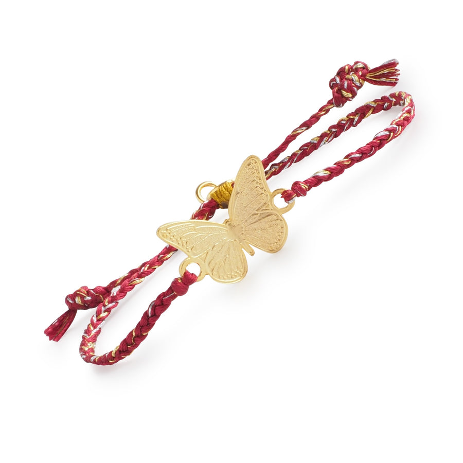 Butterfly Gold Bracelet Burgundy