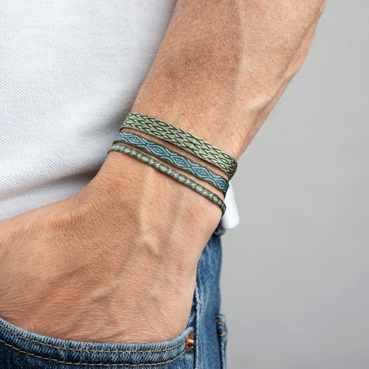 Men's Egyptian Loom Bracelet Wide | Olive Green