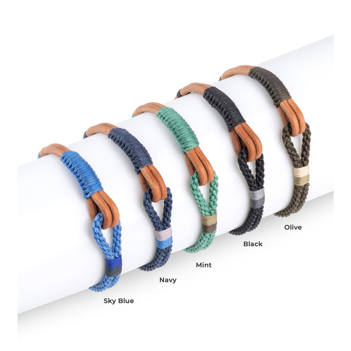 Men's Nautical Macrame and Leather Bracelet