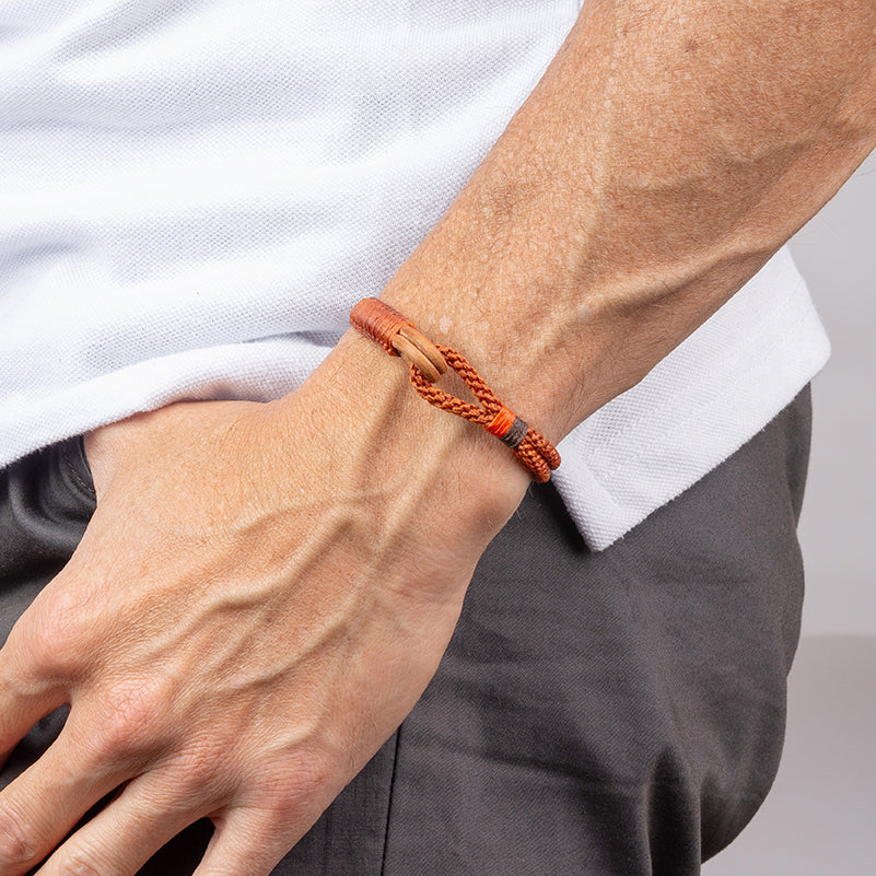 Men's Nautical Macrame and Leather Bracelet