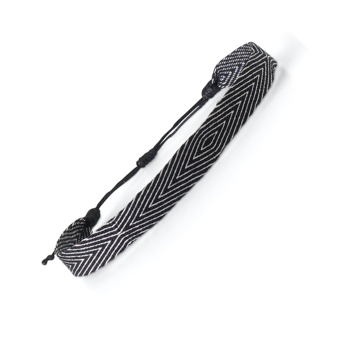 Handwoven Egyptian Loom Black and White Surfer Bracelet