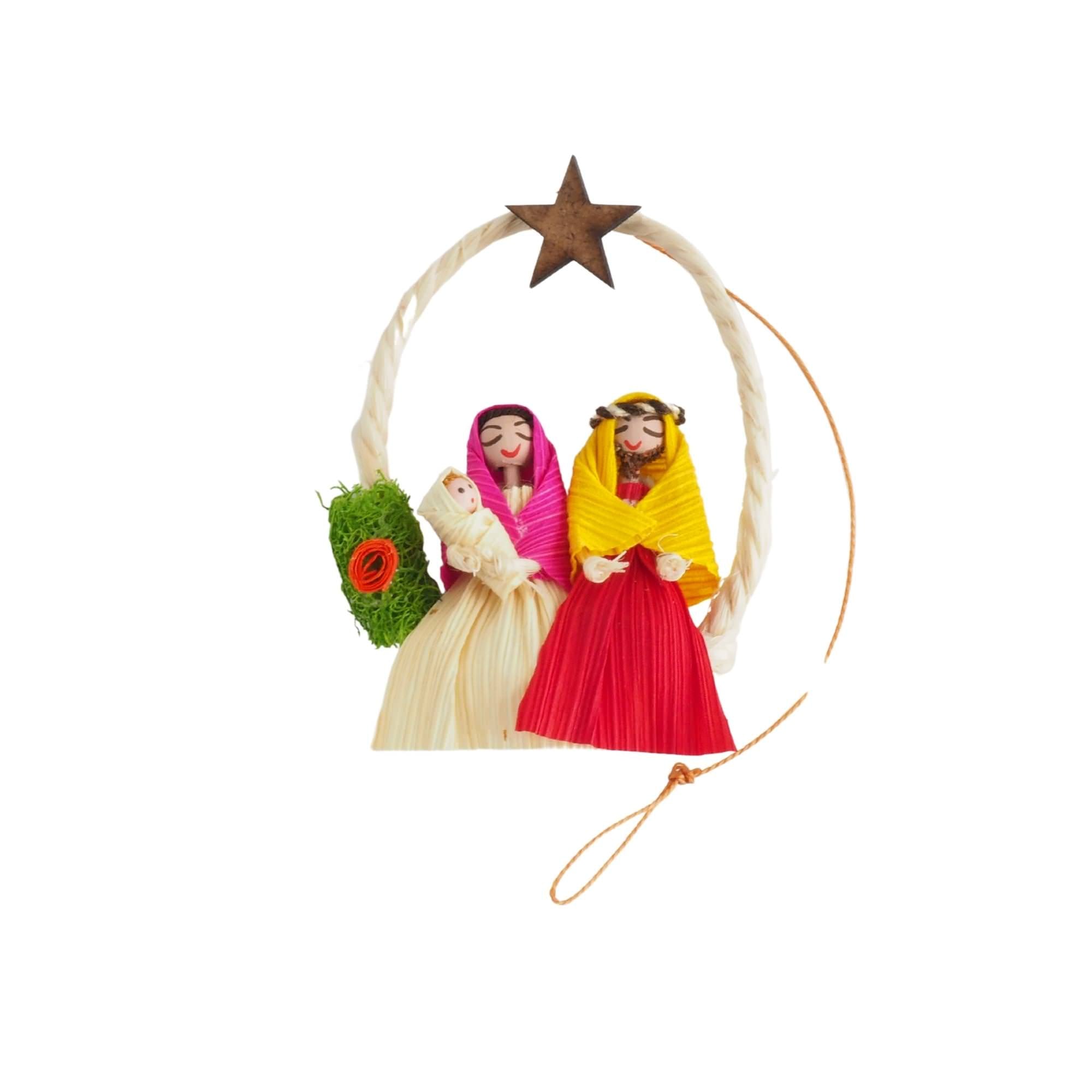 Corn Husk Swing Nativity Scene Ornament