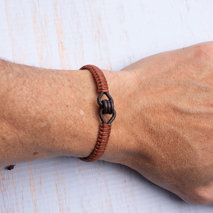 Mens Leather Bracelet, Macrame Colombian Bracelet