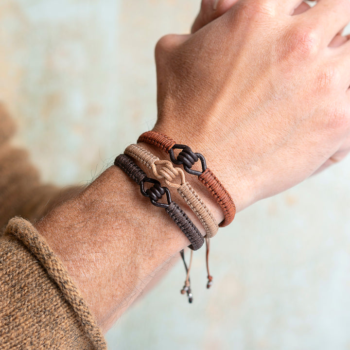 Mens Leather Bracelet, Macrame Colombian Bracelet