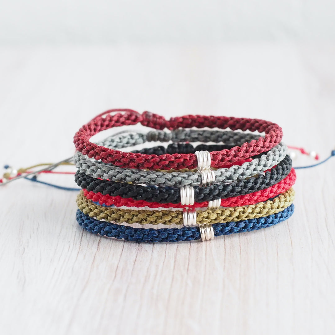 Mens Cord Bracelet, Macrame Bracelet, Colombian Bracelet Color Stack