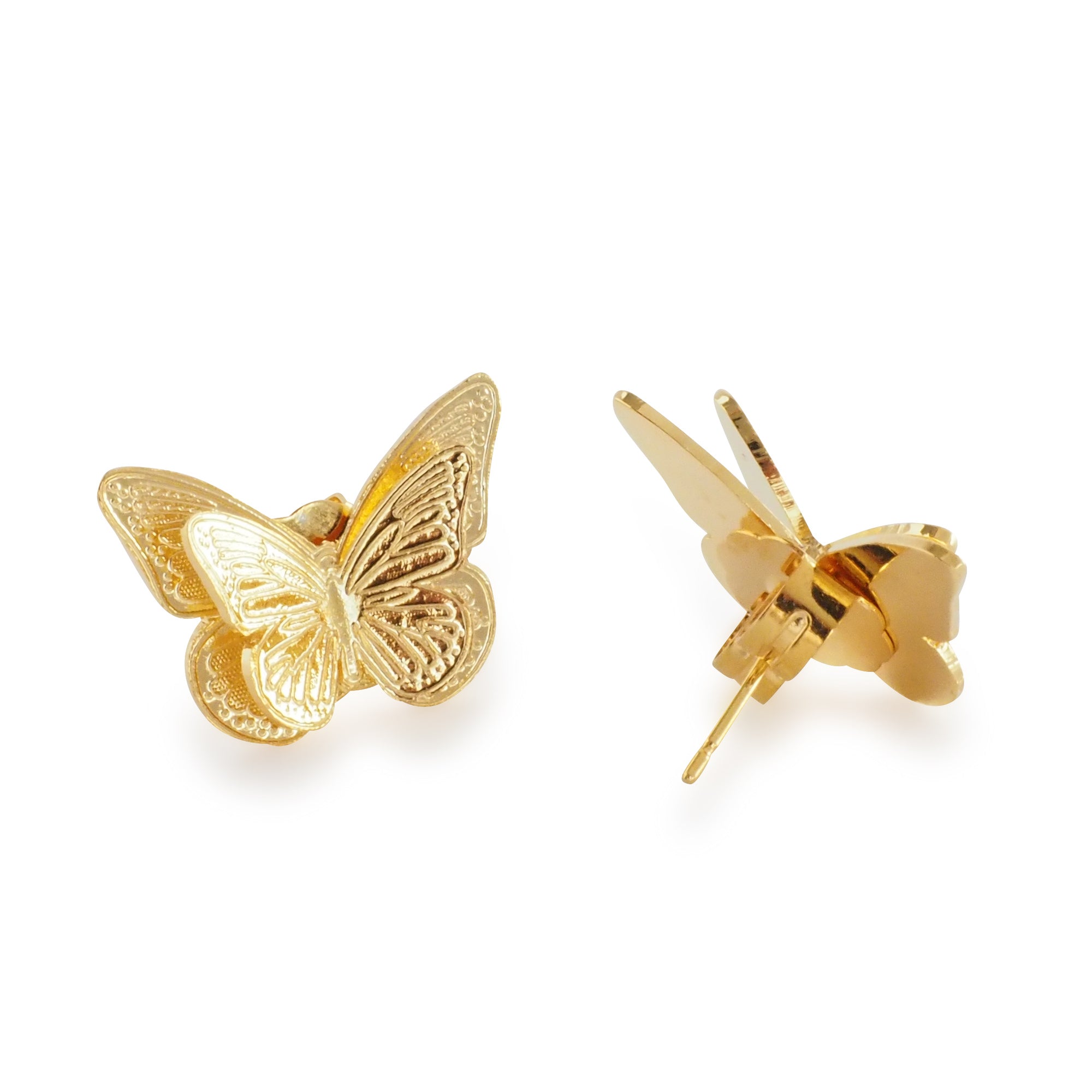 Butterfly Gold Stud Colombian Earrings Back 