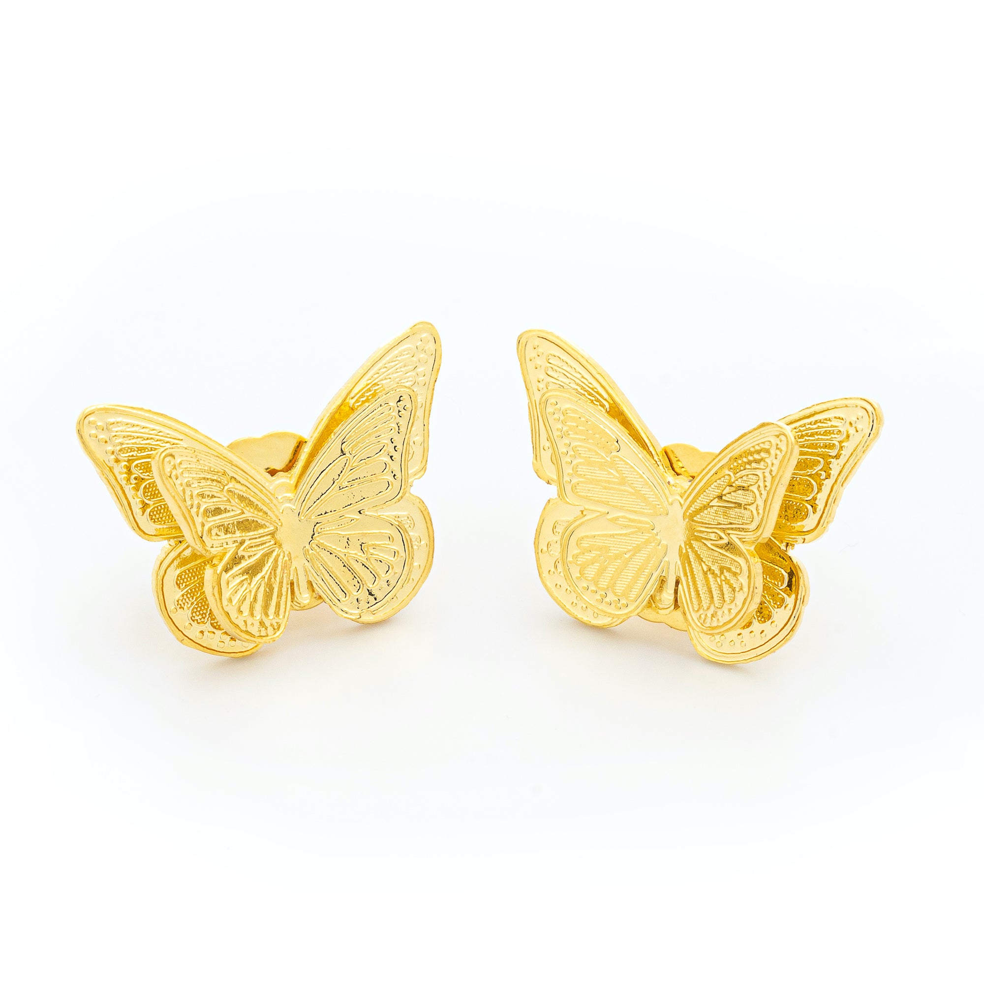 Butterfly Gold Stud Colombian Earrings Front 
