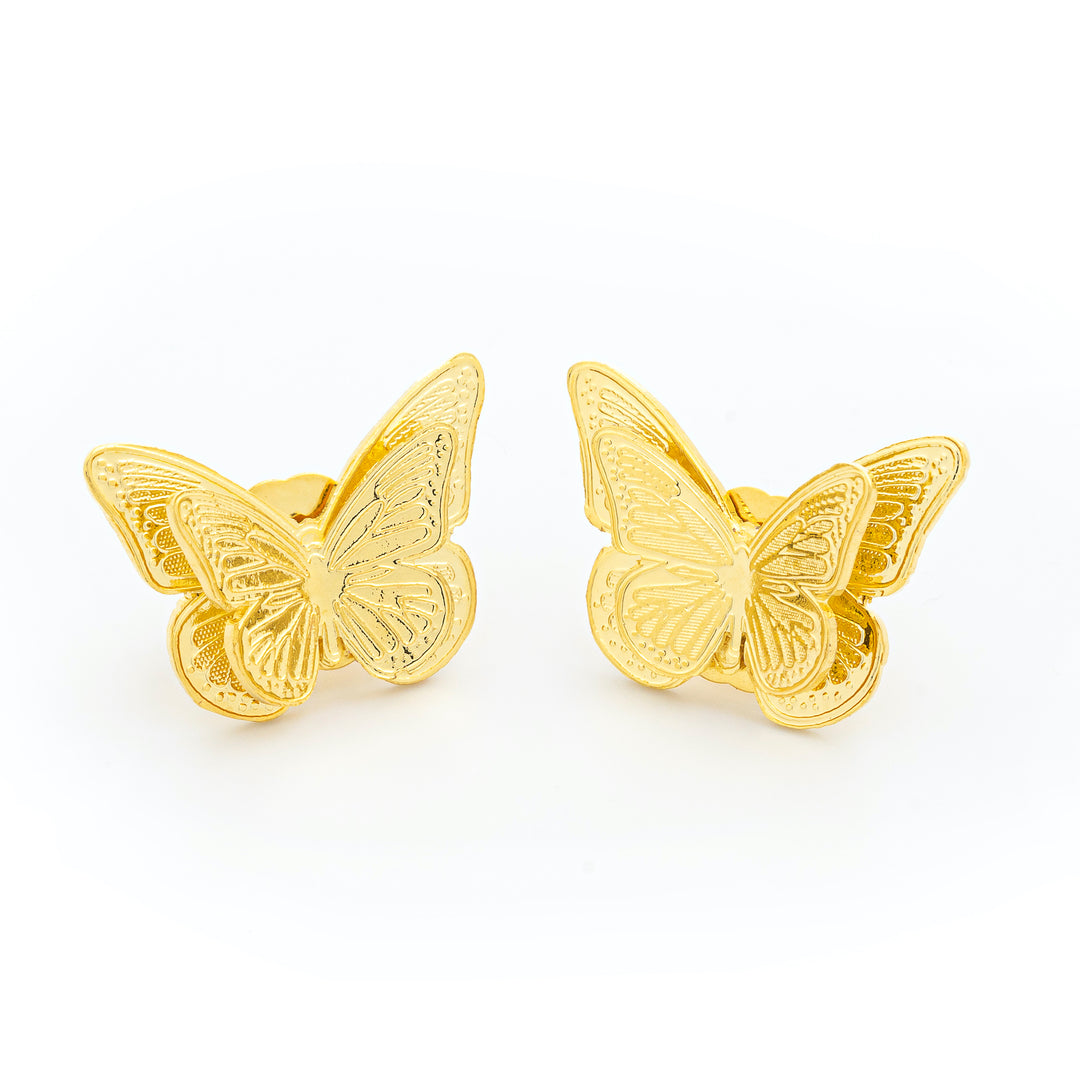 Butterfly Gold Stud Colombian Earrings Front 