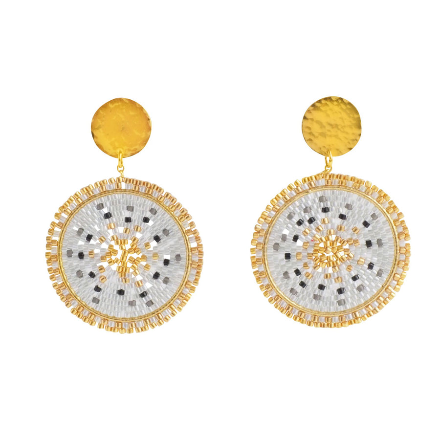 Circles Miyuki Beaded Earrings Grey