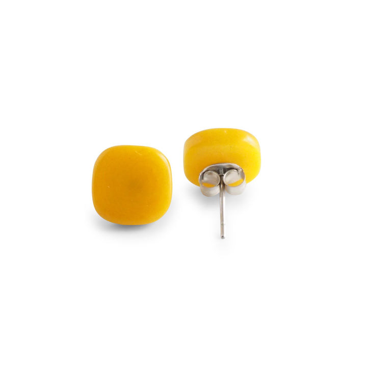 Dulce Stud Tagua Earrings Yellow