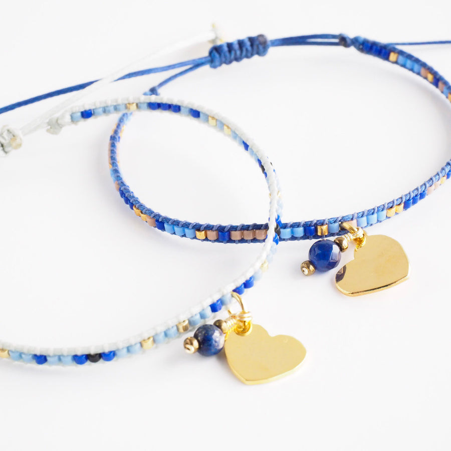 Heart Miyuki Beaded Charm Bracelet