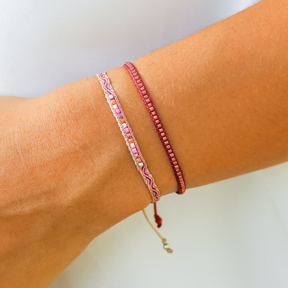 Egyptian Loom Woven Bracelet Pink | Colombian Bracelet