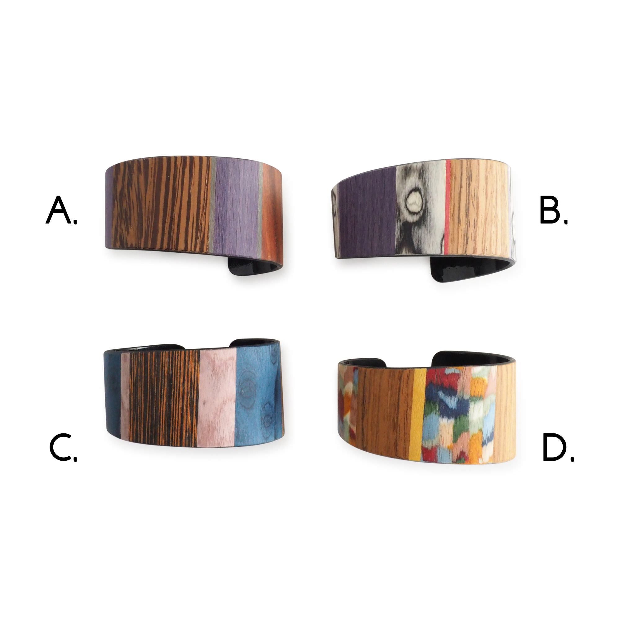 Upcycled Small Wood Cuff Bracelet MULTI
