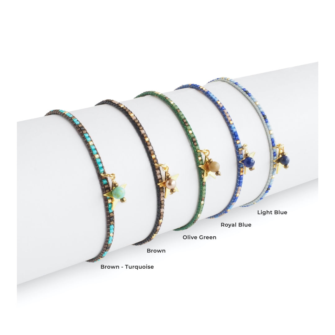 Star Miyuki Beaded Charm Bracelet Colors