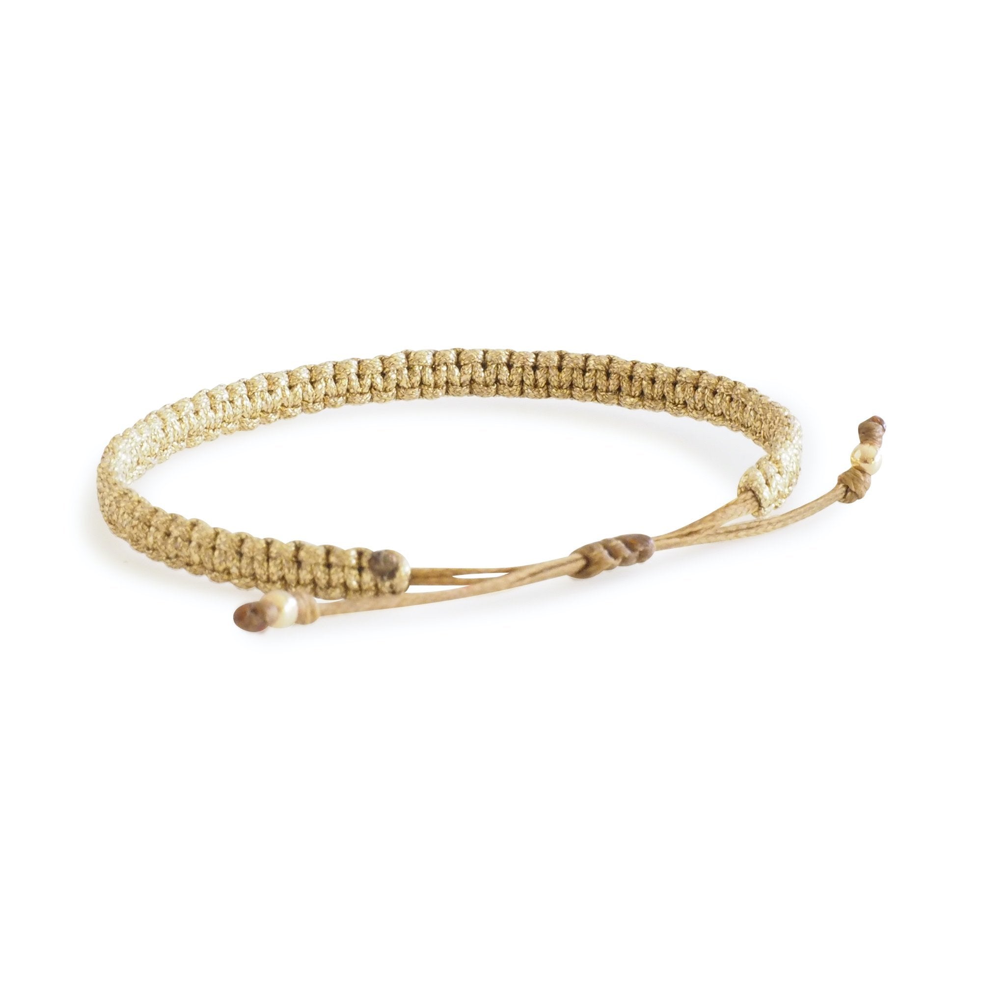 Gold Adjustable Macrame Bracelet Sliding Clasp | Makarla
