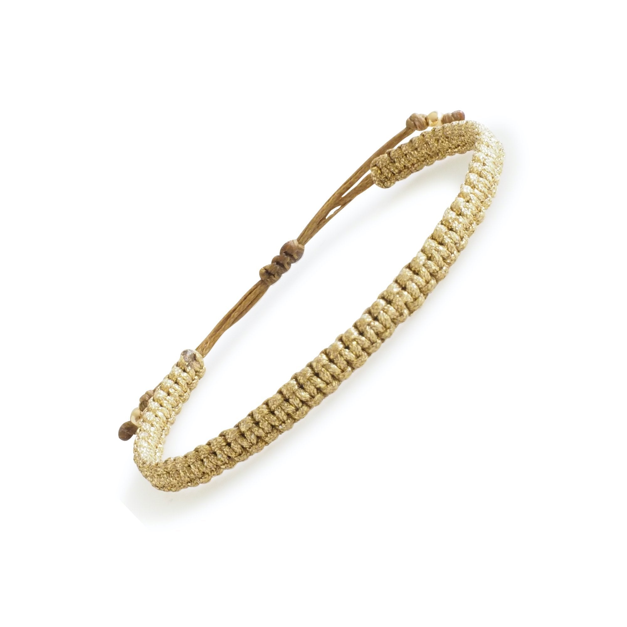 Gold Adjustable Metallic Macrame Bracelet | Makarla