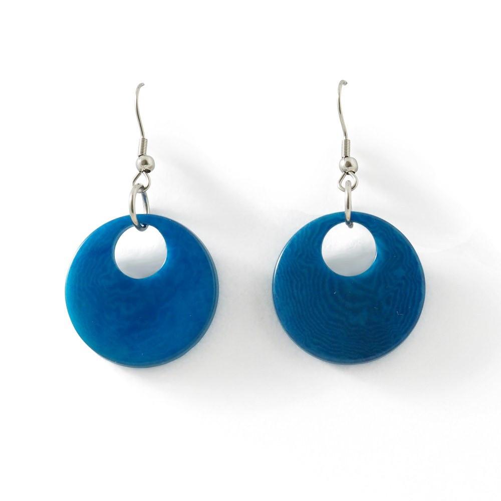 Lightweight Dangle Tagua Earrings Blue | Makarla