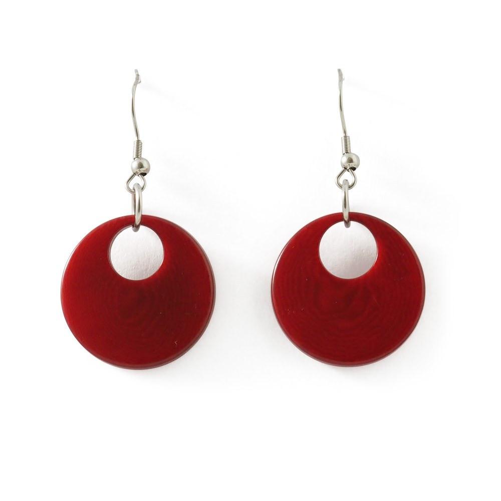 Lightweight Dangle Tagua Earrings Red | Makarla