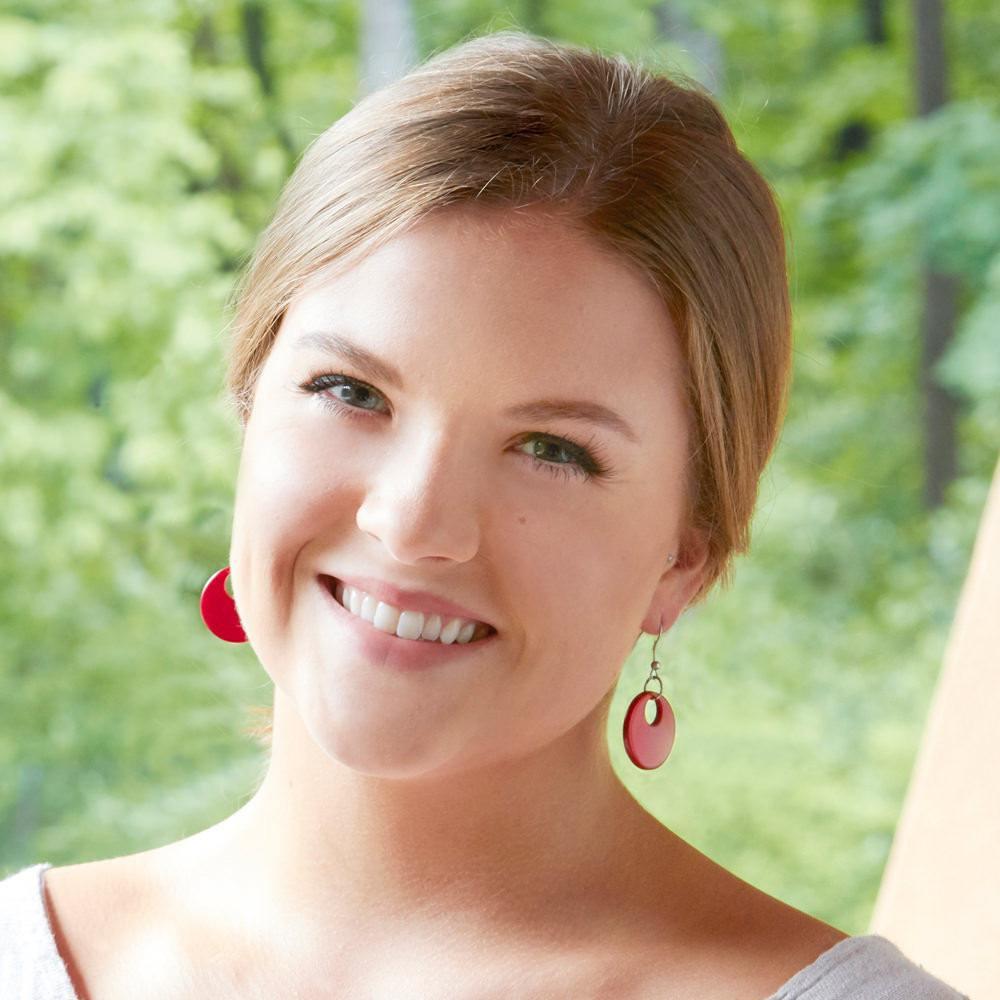 Lightweight Dangle Tagua Earrings Red | Makarla