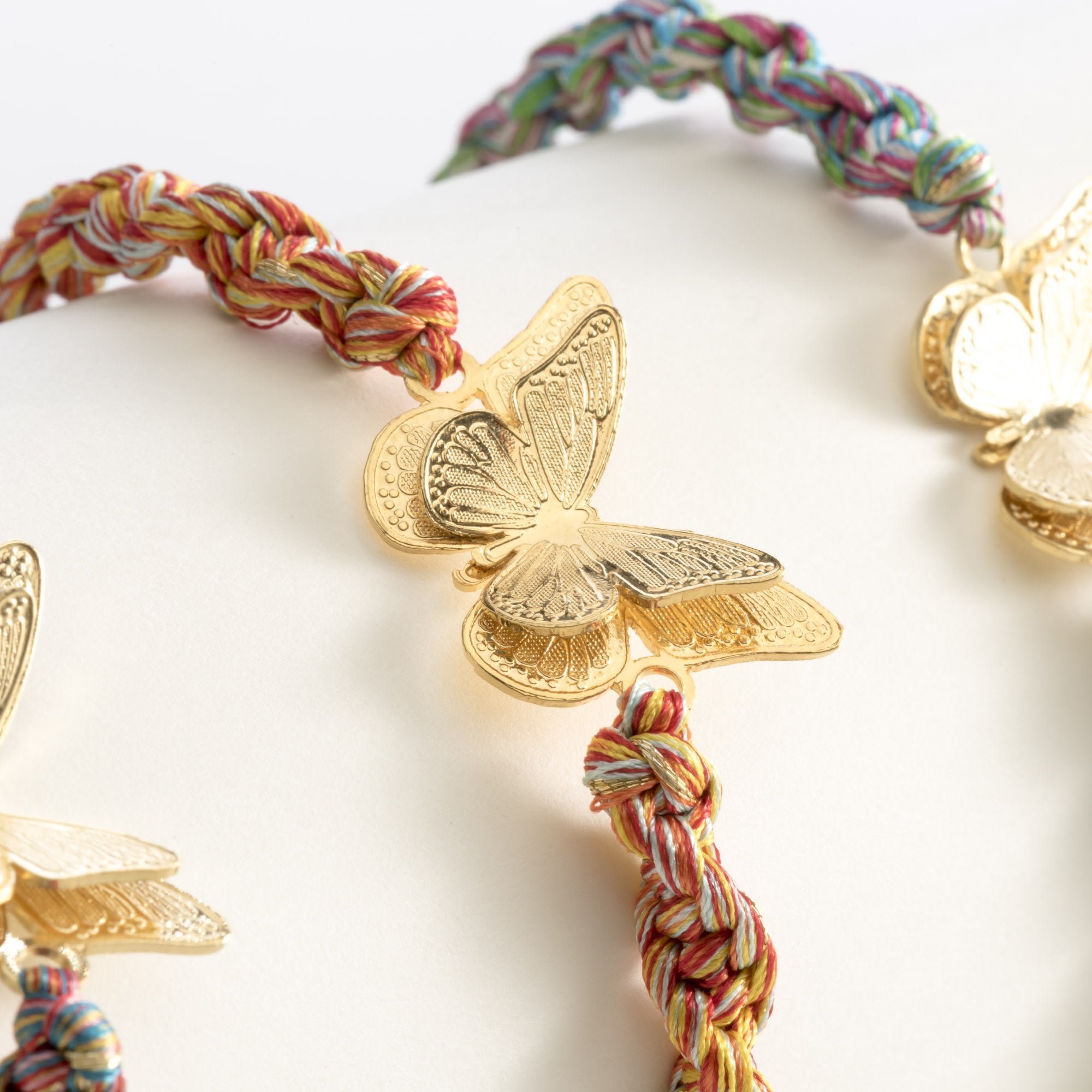 Adjustable Butterfly Gold Bracelet Red-Multi Detail