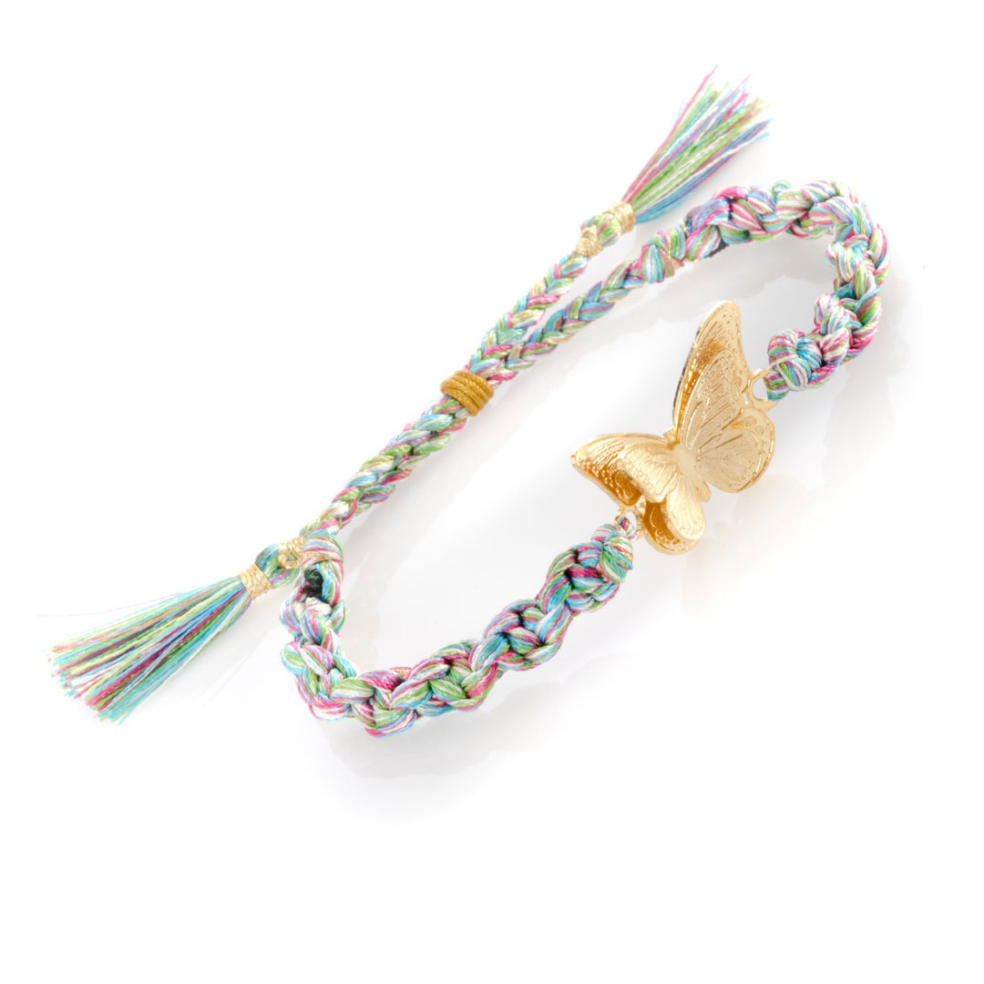 Adjustable Butterfly Gold Bracelet Blue-Multi