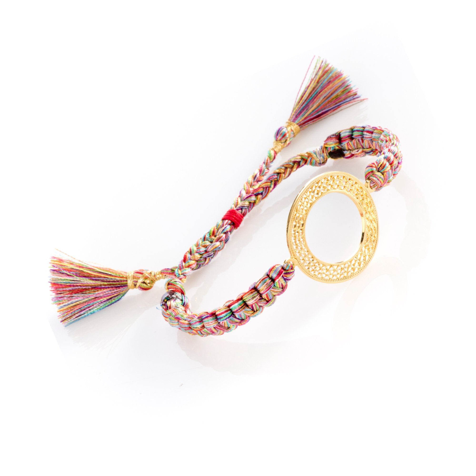 Adjustable Filigree Gold Circle Bracelet Lg Multicolor