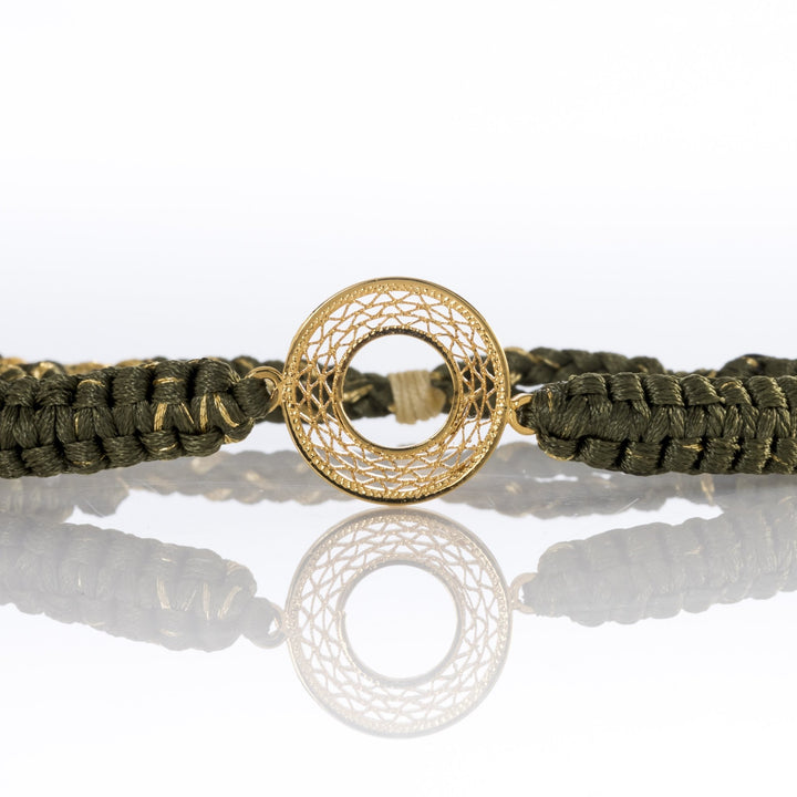 Adjustable Filigree Gold Circle Bracelet Sm Olive